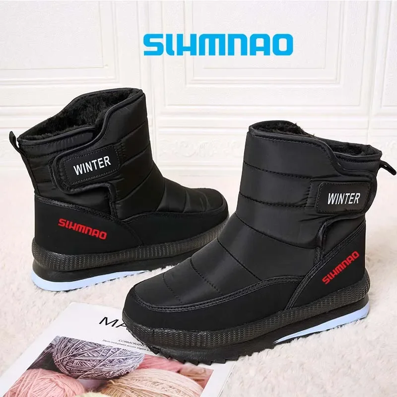 2025 Winter Anti Slip, Wear Resistant, Warm Fishing Shoes, Outdoor Warm Large Hunting Cotton Shoes, Thickened Warm Snow Shoes