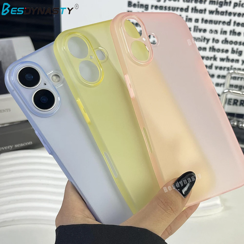 Luxury 0.3mm Ultra Thin Matte Armor Translucent Case For iphone 16 Pro Max 16 Pro TPU Silicone Soft Cover 16 Color Funda 16 Plus