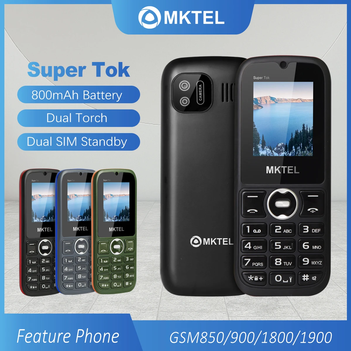 MKTEL SUPER TOK 1.77''Screen 800mAh Battery  Dual card dual standby   MP3 MP4 FM Radio For Senior