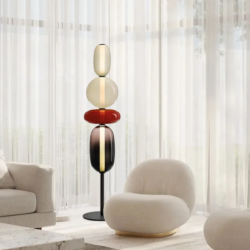 Italian Designer Colored Glass LED Floor Lamp Table Lamp Creative Standing Light Bedroom Study Living Room Candy Style Decor
