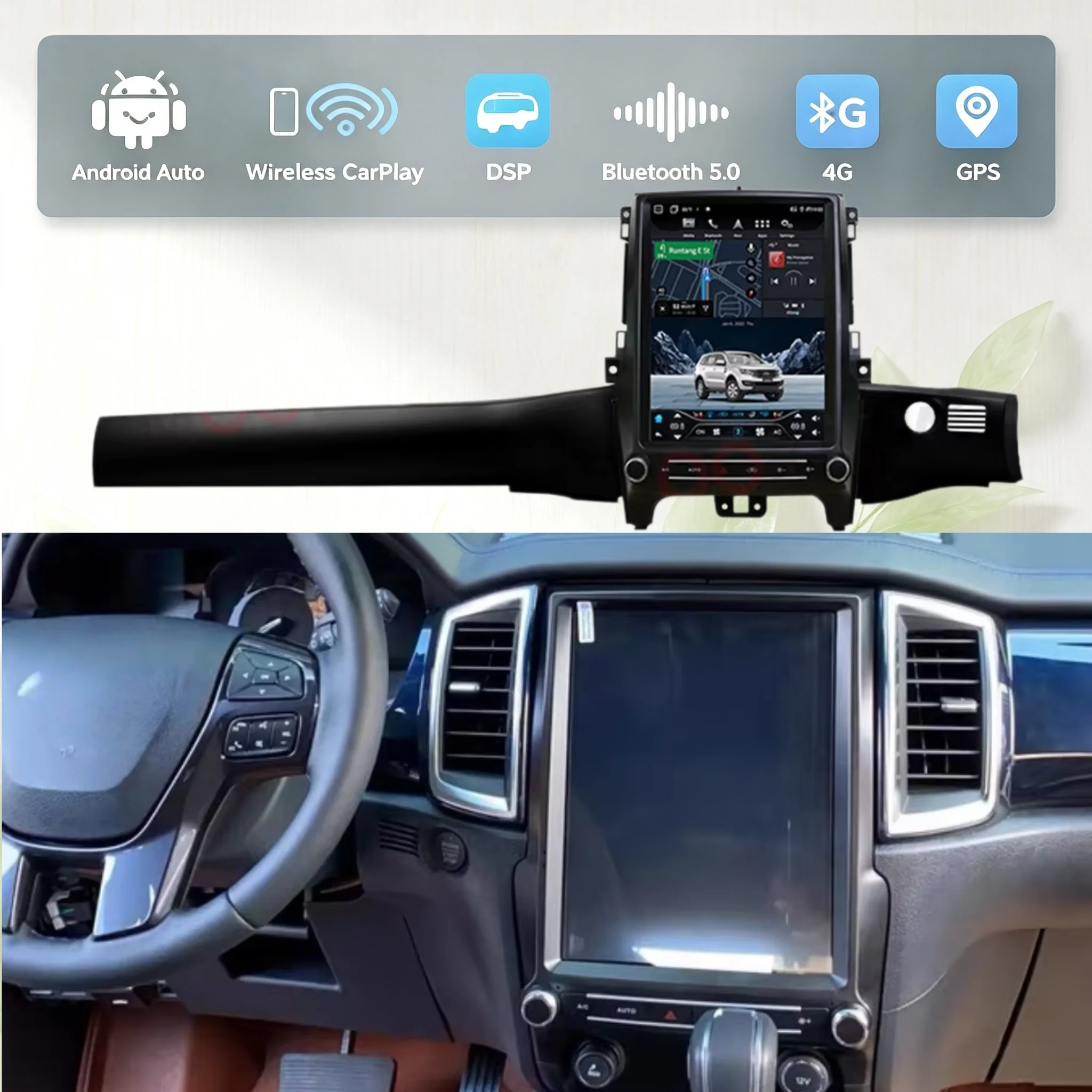 Touch Screen Car Radio For Ford Ranger Everest 2015 2016 2017 2018 2019 2020 2021 Android 14 GPS Unit BT 5.0 Media Player Audio