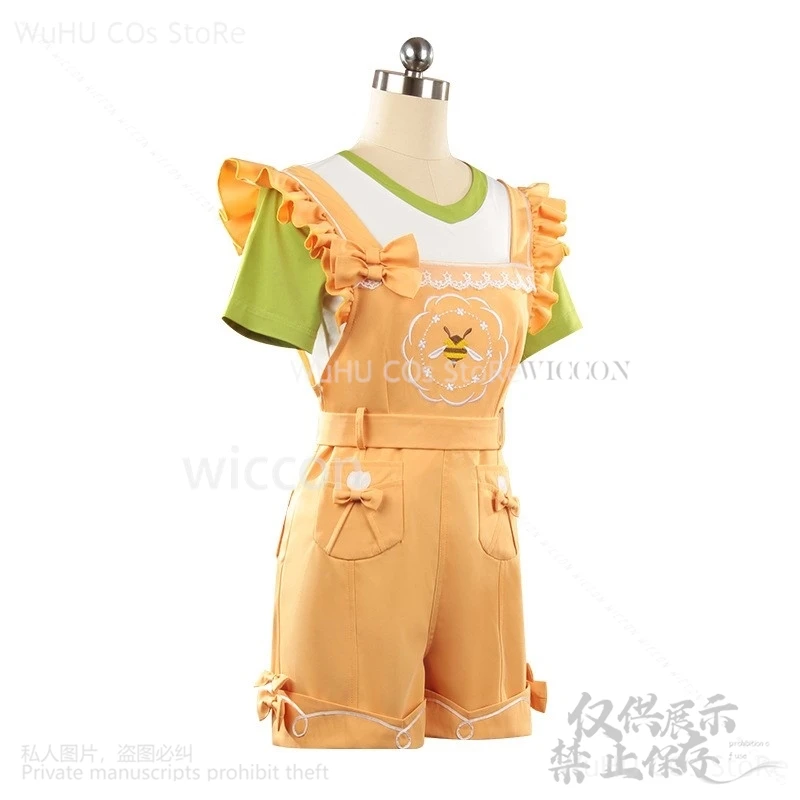 Infinity Nikki X Cosplay Kawaii Cute Uniform Costume Yellow Jumpsuits Pink Wig For Woman Halloween Christmas Girls
