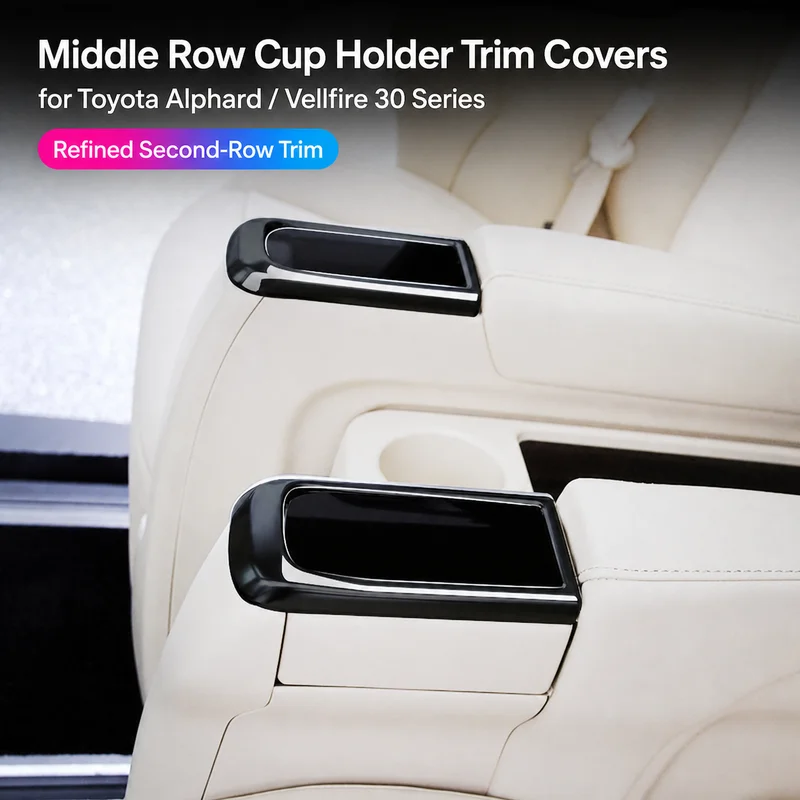 Car Middle Row Cup Holder Trim Covers for Toyota Alphard Vellfire 30 Series ABS Interior Decoration 2Pcs Accessories