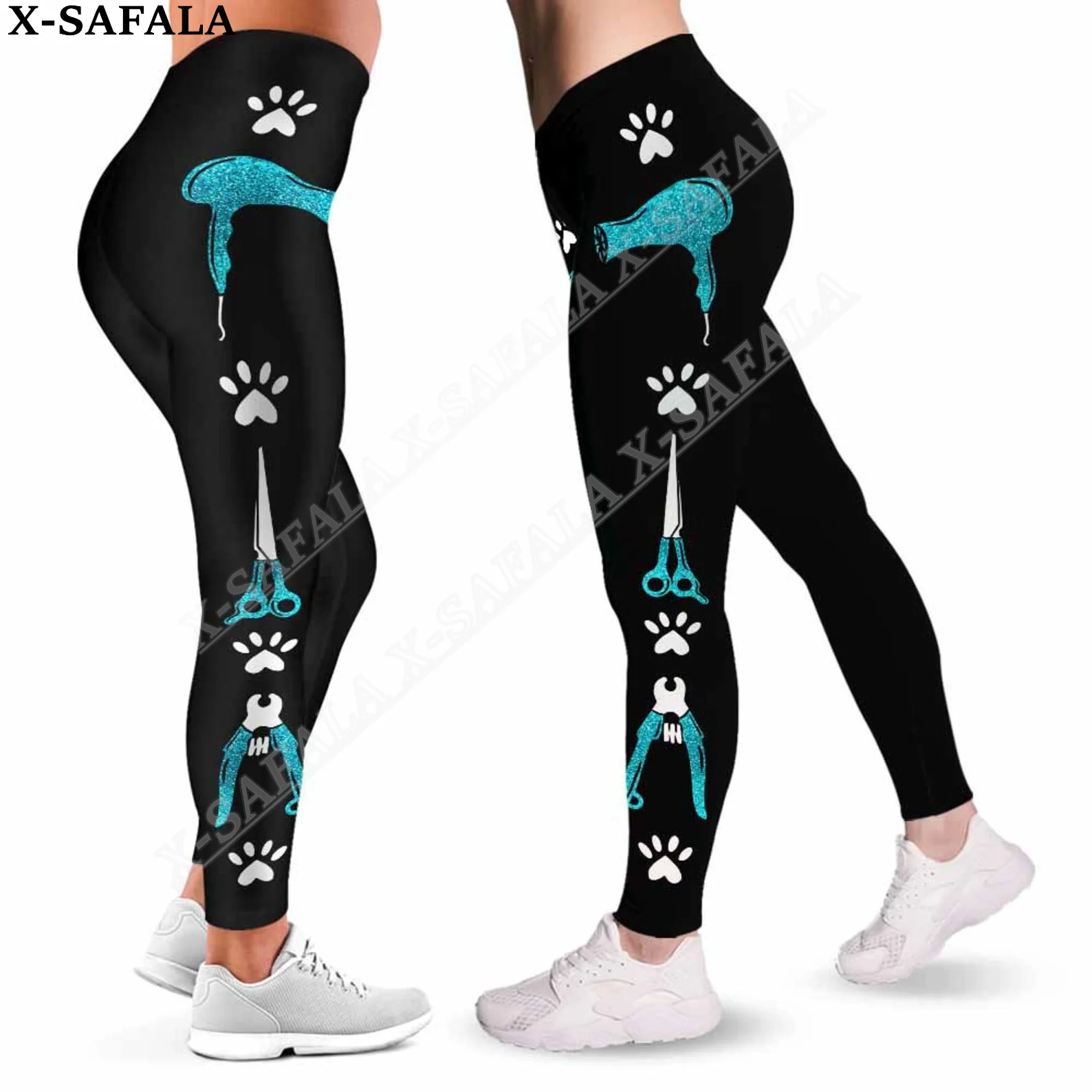 Calças de ioga femininas com estampa 3D, leggings estilo cachorro, salão de beleza, cabeleireiro, roupas esportivas de verão Fitness-5