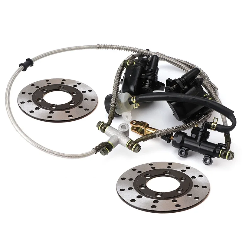 Foot Brake Rear Hydraulic Double Disc Brake Caliper System With Oil Cup For 150cc 200cc 250cc ATV UTV Buggy Quad Dirt Bike Parts