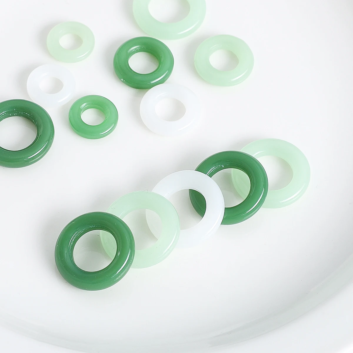 5pcs/lot 16/20/25mm Ring Glass Beads Round Spacer Beads with Big Hole for Jewelry Making Charm Handmade Bracelet Diy Accessories