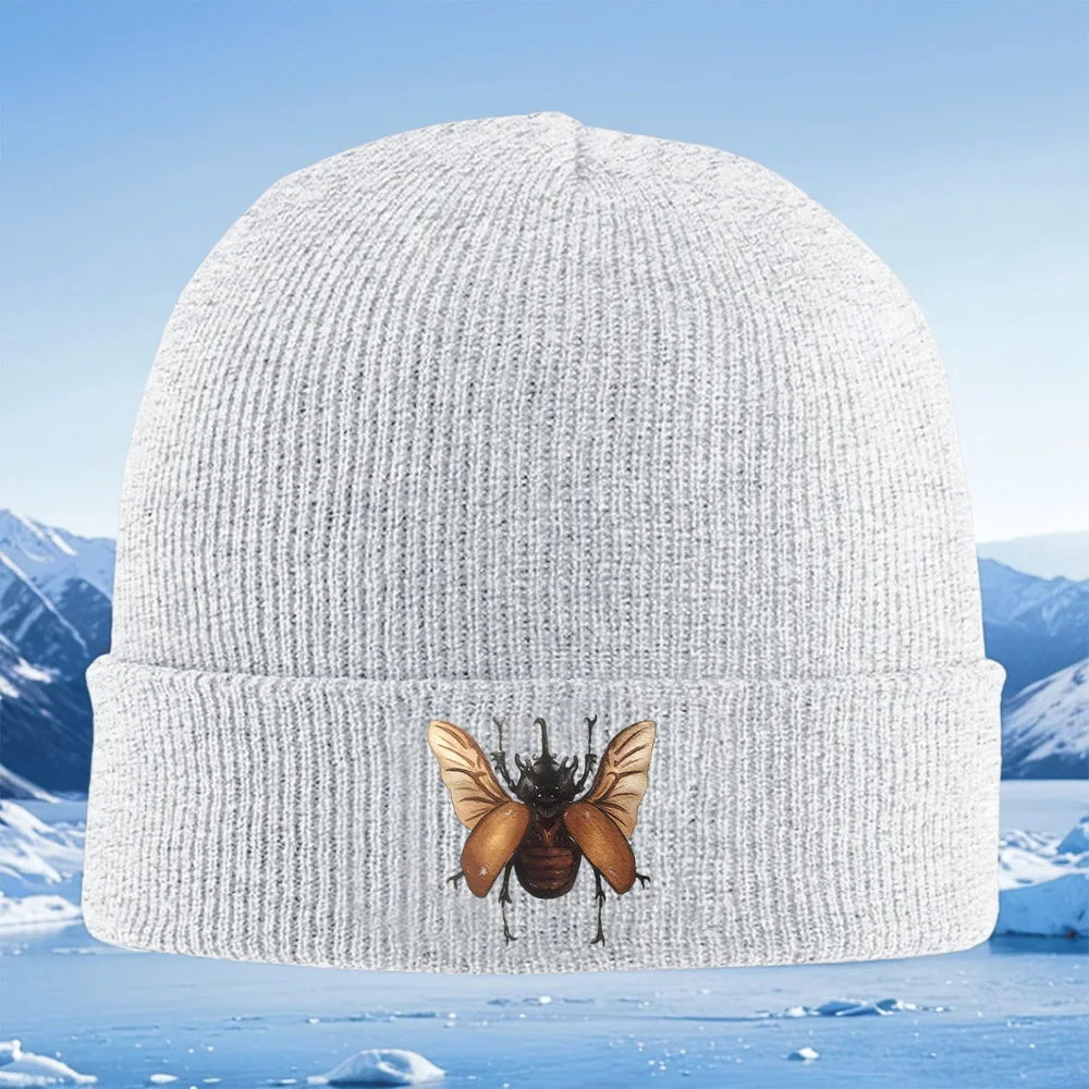 أجنحة خنفساء مفصلة الحشرات المائية الفن الرجال النساء للجنسين محبوك قبعة قبعة صوفية قبعة الشتاء الحرارية الدافئة عيد الميلاد Outdo