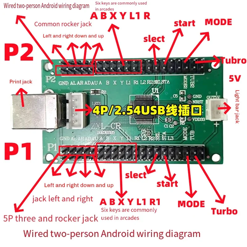 FULL-ZXL-CR For PC PS3 Usb Board With Button Stick Cable Arcade Game Controller Zero Delay Encoder Joystick Control Encoder
