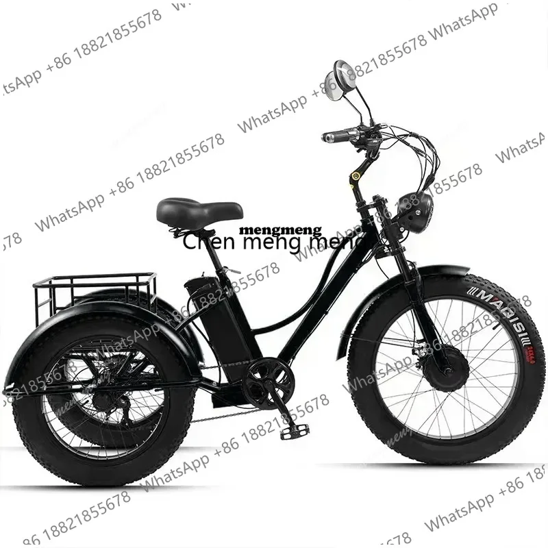 Electric Tricyle 750W48V15AH Mobile Lithium Battery Adult Bicycle 24Inch Fat Tires 3Wheel Mountain Off-road Electric Cargo Bike