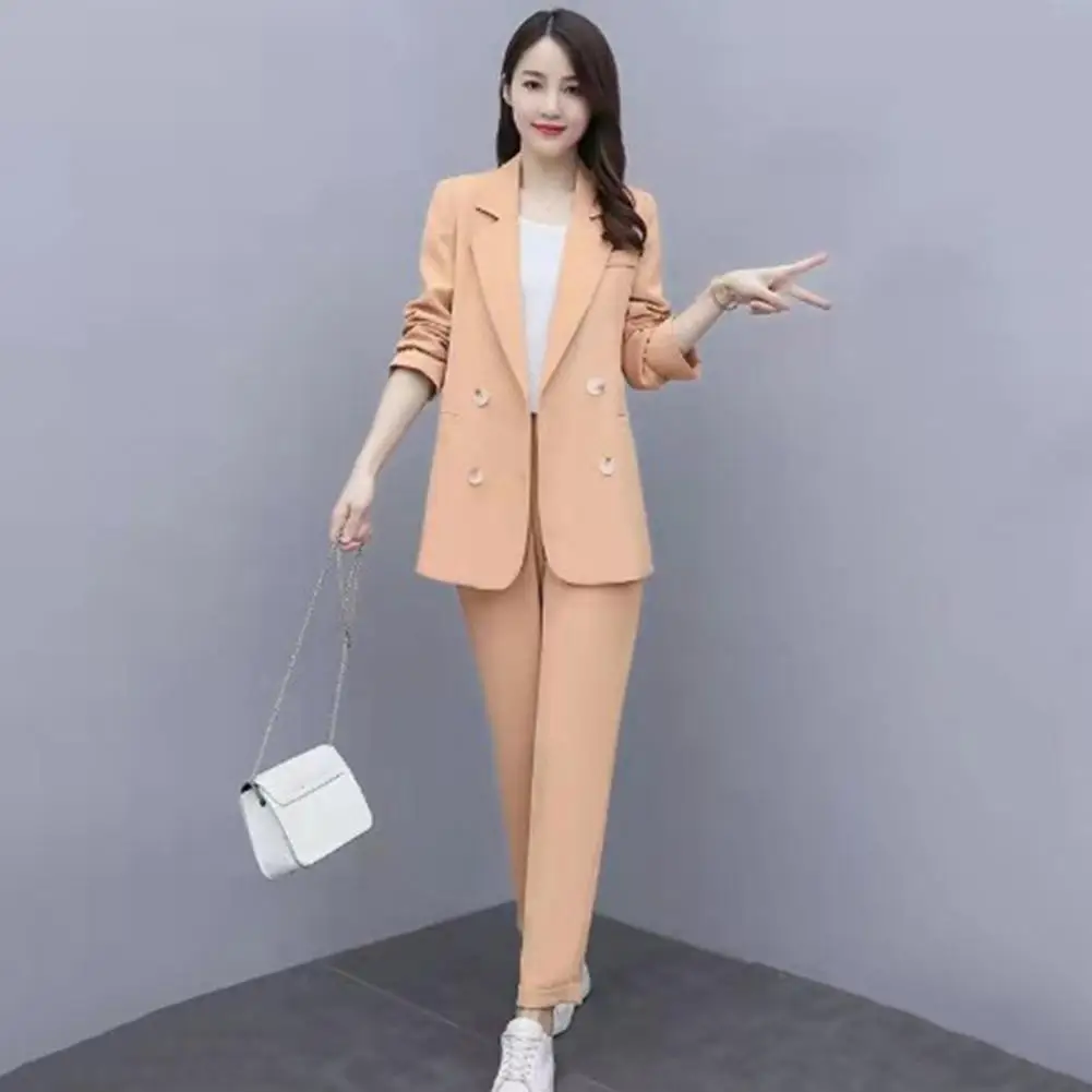 Women\'s Summer Thin Fashion Suit Jacket Pants Two-piece 2023 New Casual Blazer Matching Set Korean Elegant Professional Wear