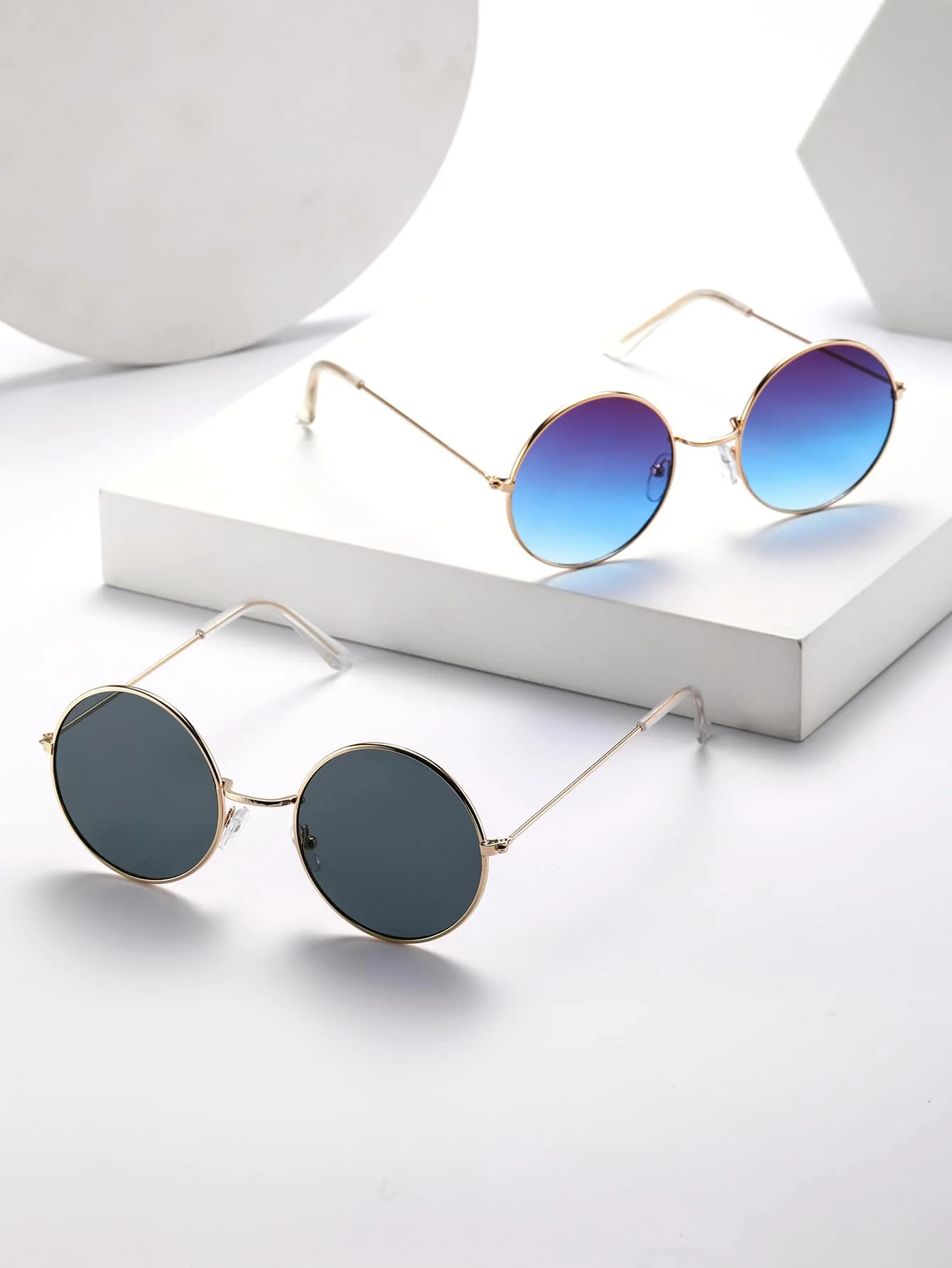 2PCS Unisex Round Metal Trendy Frame Vintage Street Style Y2K Sunglasses For Outdoor Travel Fishing Clothing Accessories