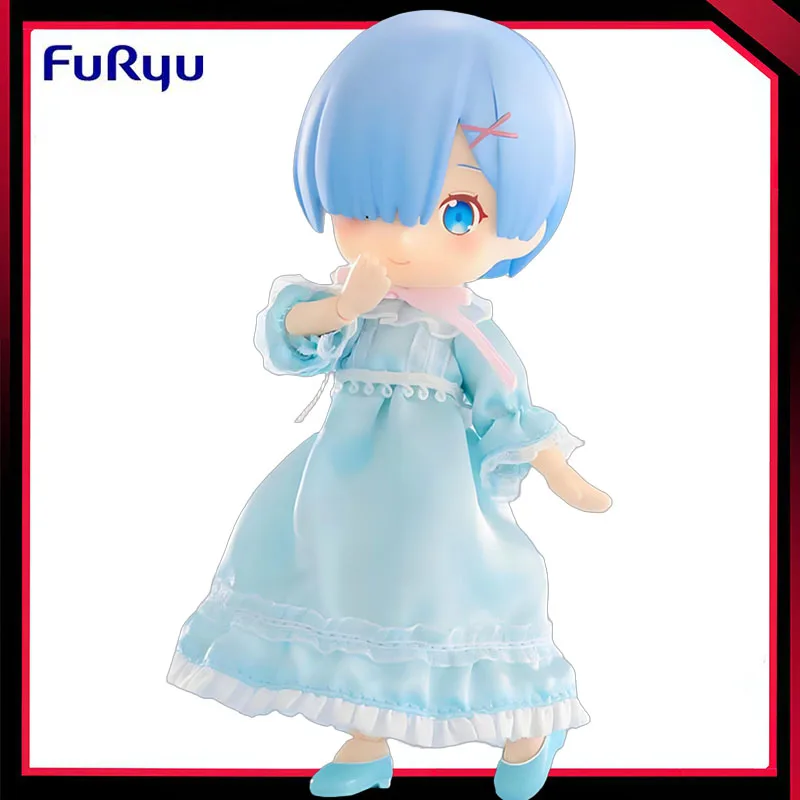 En stock, figurine originale Furyu Melodoll Re Zero Rem en robe de nuit, 13 cm, figurine articulée, figurine d'action anime, modèle de collection, jouets décoratifs