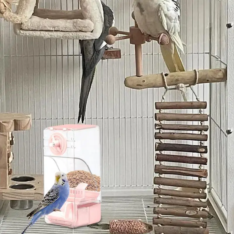 Mangiatoia automatica per uccelli Paraveri a prova di perdite Mangiatoia per alimenti Gabbia per uccelli Forniture Dispenser di cibo per parrocchetti Cockatiels Canarini