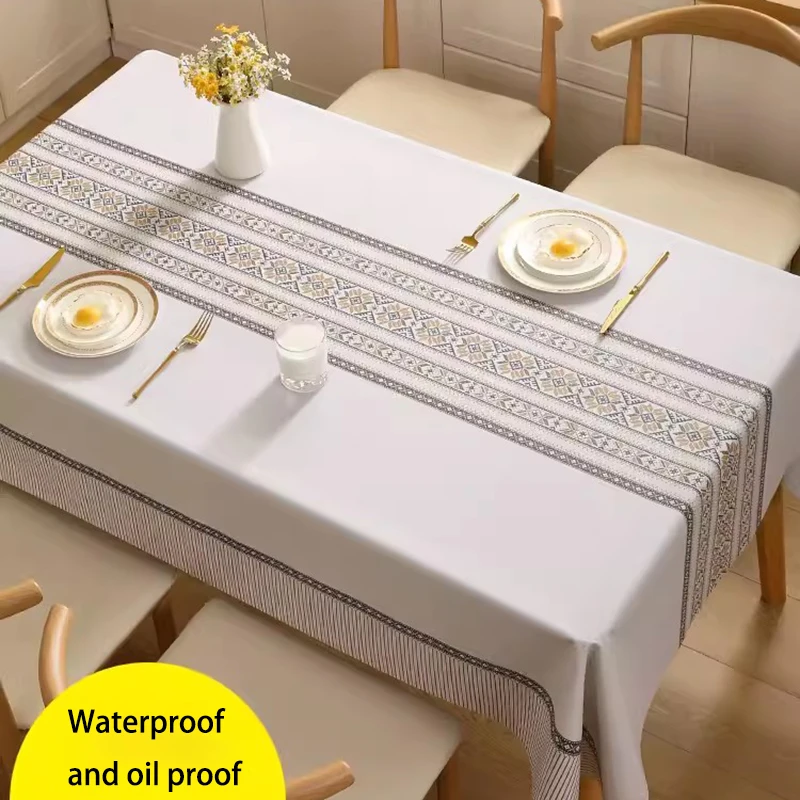 New Table Cloth Wash Free Oil Resistant Waterproof Rectangular PVC Table Cloth Table Cushion Tea Table Light Luxury Table Cloth