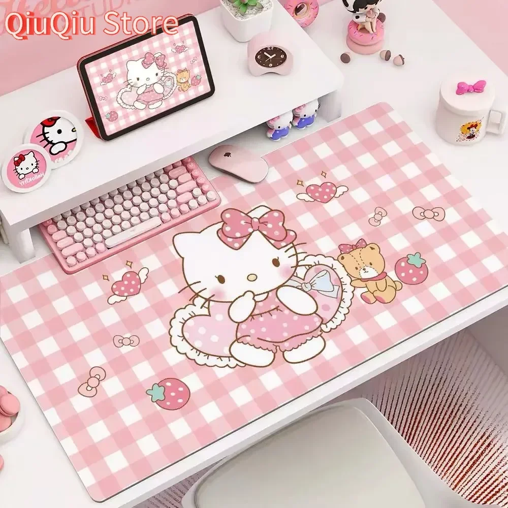 

Розовый коврик для мыши Hello Kitty - креативный настольный коврик Kawaii для подарка для девочек | Симпатичная нескользящая резиновая поверхность для ПК/ноутбука (80x40 см)