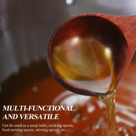 1Pcs Household Water Ladle Wooden Handle Large Scoop Sturdy Kitchen Tool Water Bailer Sauna Room Scoop Spoon Long Handle Spoon