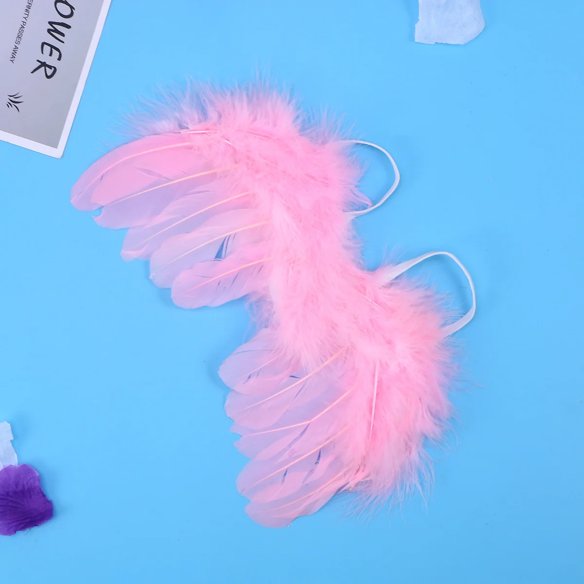 دعامة صور باللون الوردي الفاتح لأجنحة الملاك مثالية لتصفيف الصور العائلية لحفلات أعياد الميلاد