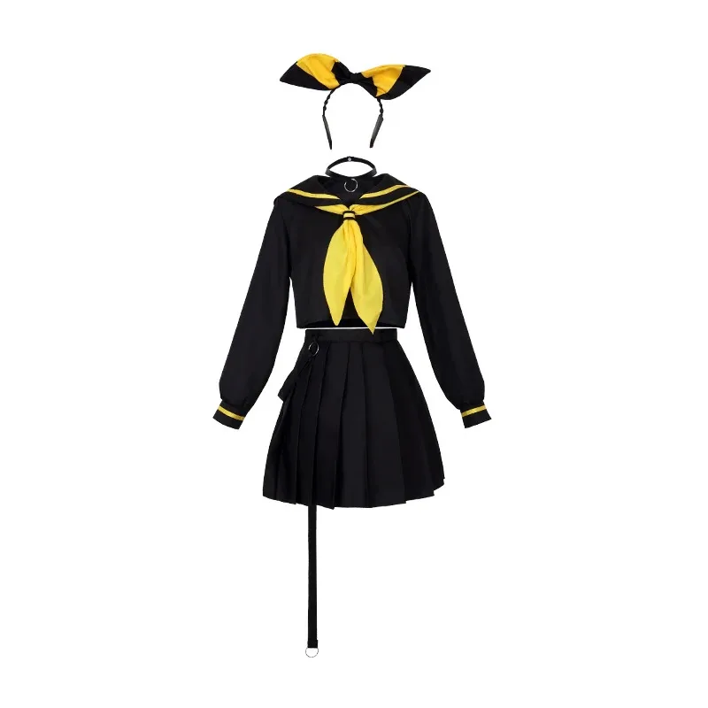 Anime Rin Len Cosplay Carnival Party Outfit Uniform Top Skirts Pants Adult Halloween Costume for Adultw;3'f,6;t.8'