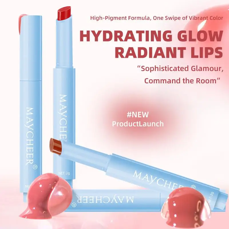 Lápiz labial de gelatina, brillo de labios sólido, brillo de agua, bálsamo labial hidratante duradero, Cosméticos para colorear fáciles de rocío, 6 colores