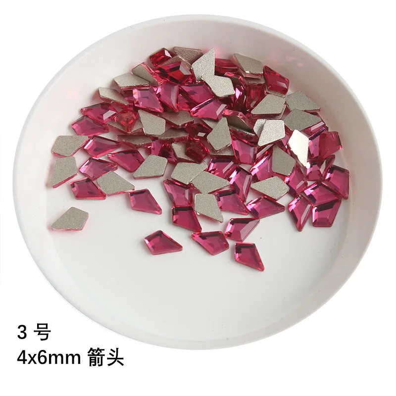 100/500 pz Boutique rosa rosso fondo piatto nail art strass cristallo di vetro 3D decorazione del chiodo forme Multiple all\'ingrosso