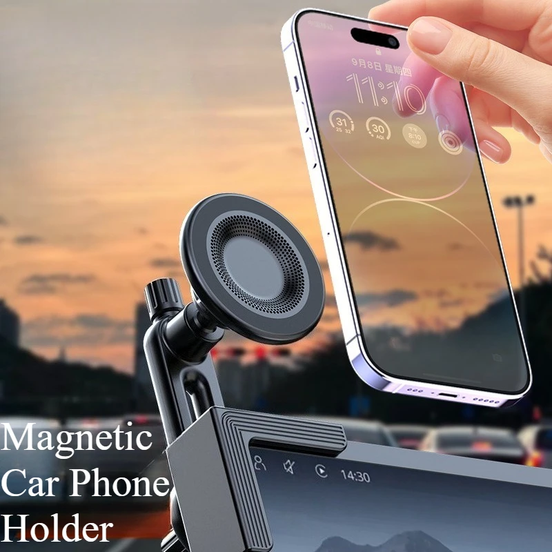 

Black Magnetic Car Phone Holder Special Navigation Support For Tesla Model Y Model 3 And Other New Energy Car Phone Holder Mount