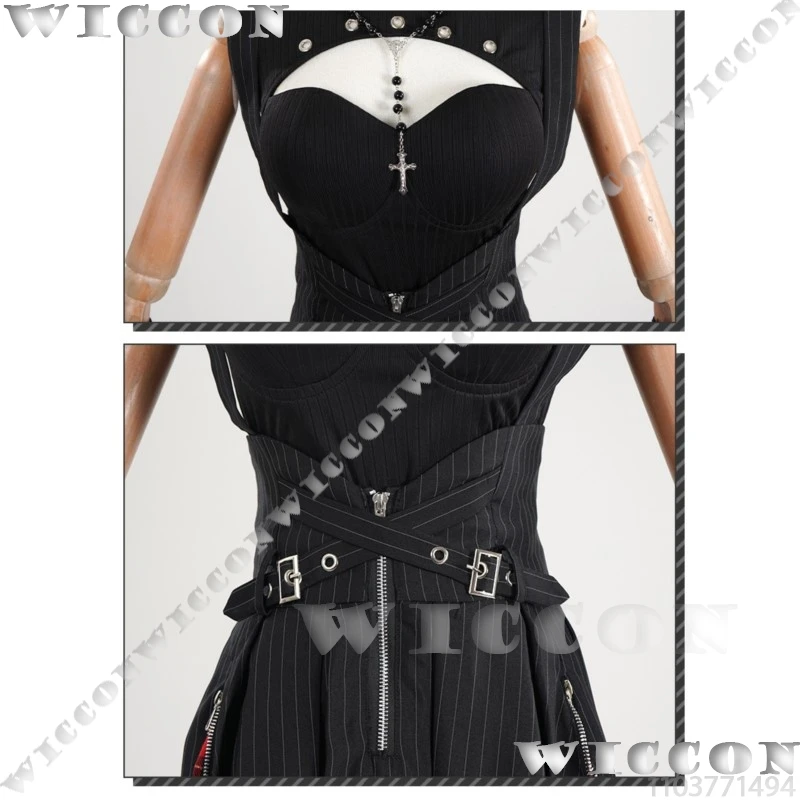 MisaMisa أنيمي الموت تأثيري غير القوطية Y2K فستان أسود شقراء طويلة شعر مستعار الدعامة Jirai Kei فتاة امرأة الزي هالوين مخصص