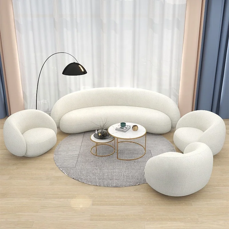 Nordic Sofa Creative Living Room Sofa Small Apartment Simple Modern Curved Suit Lamb Velvet Sofa Support Customization