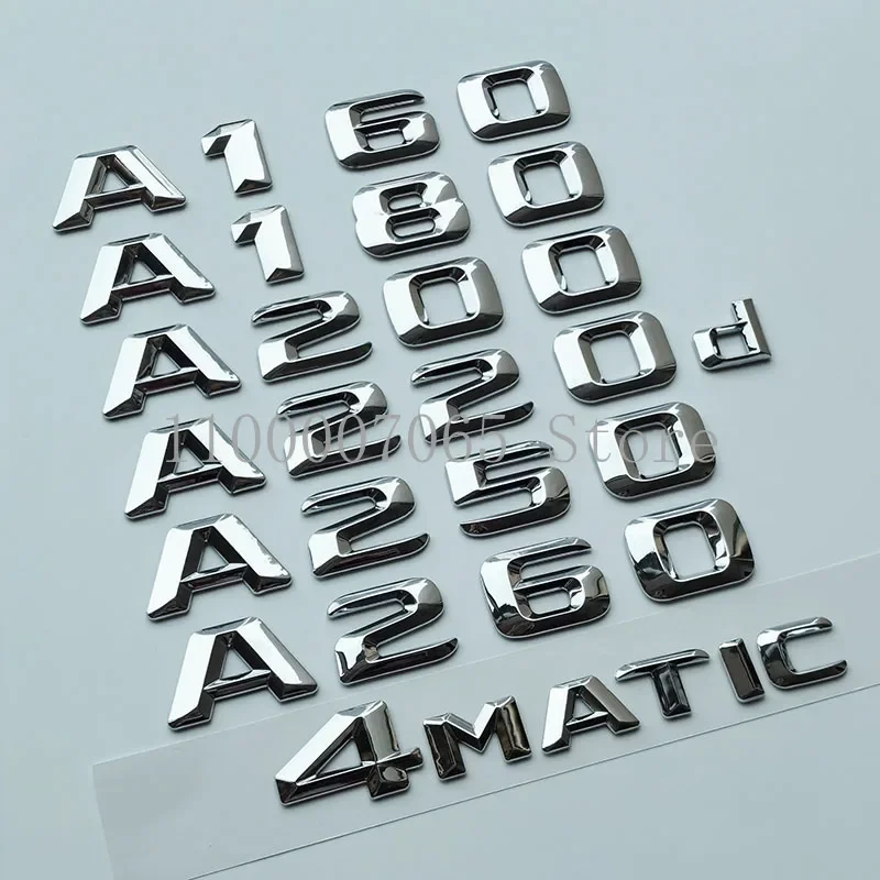 2015 Chrome Letters A160 A180 A200 A250 A260 A220d 4Matic ABS Emblem for A Class W176 W177 Car Trunk Logo Sticker