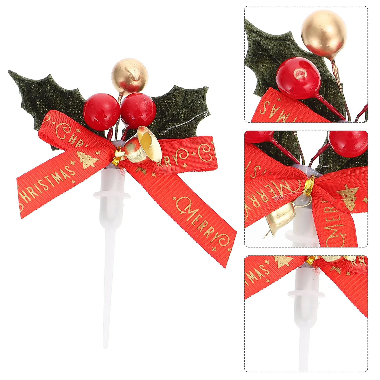 

10 Pcs Holly Leaf Card Christmas Cake Toppers Decor Soft Rubber Food Picks Decorations Elder