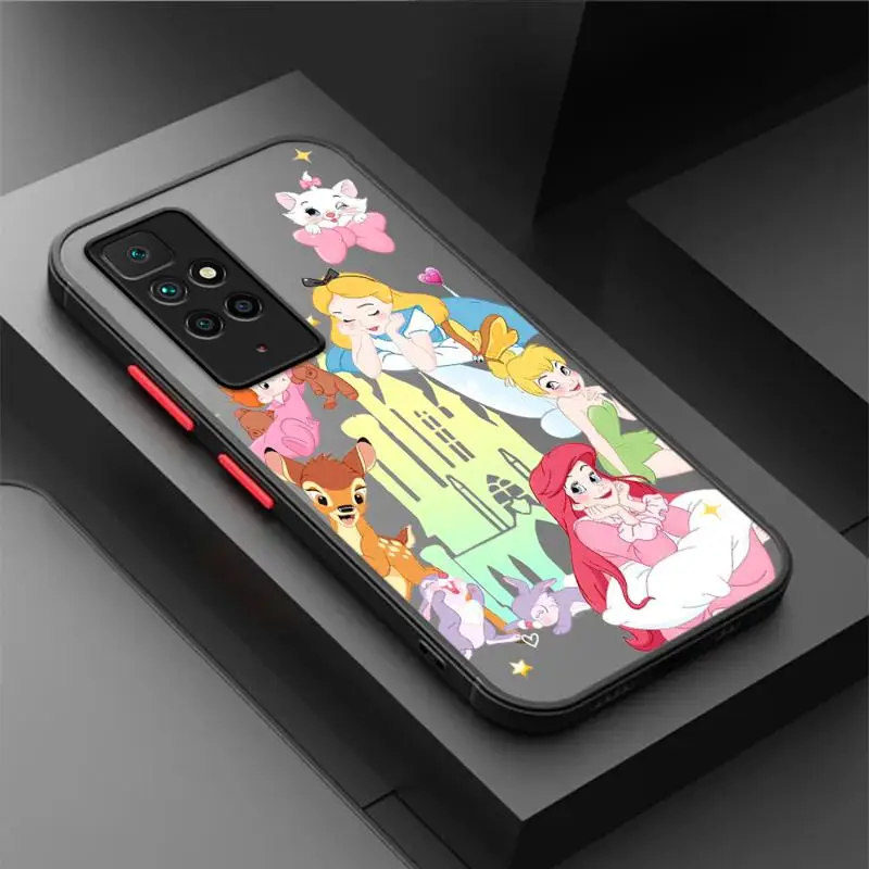 Cartoon Disney Princess Matte Case For Xiaomi Redmi Note 11 13 Pro Plus 10 12 9S 12S 12C 9 8 K40 10C A1 8T 13C Phone Cover Shell