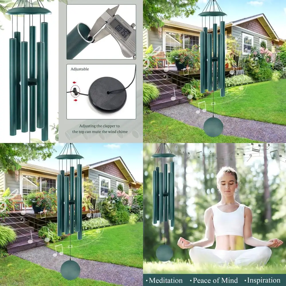 

Large 6-Tube Memorial Wind Chimes for Outdoor Garden, Deep Sympathy Tone, Ideal Gift for Loved Ones, Green