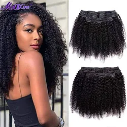 Afro Kinky Curly Clip In Human Hair Extensions 8Pcs/Pack Full Head For Black Women Brazylijskie doczepiane włosy Ludzkie włosy