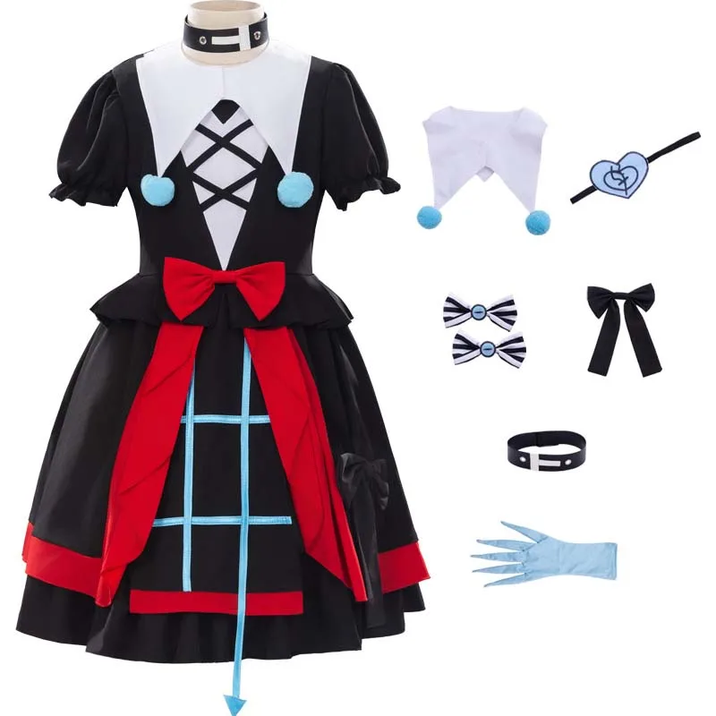 

Game Eggy Party Stella Cosplay Anime Girl Mute Cosplay Stella Dress Suit Halloween Party Fright Night Clown Outfit for Woman
