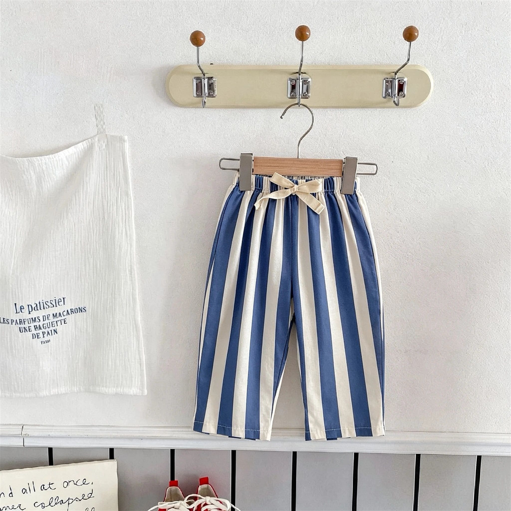 Fashion Simple Children's Harem Pants Summer Clothing Thin Loose Casual Trousers Kids Girls Boys Popular Striped Long Pants