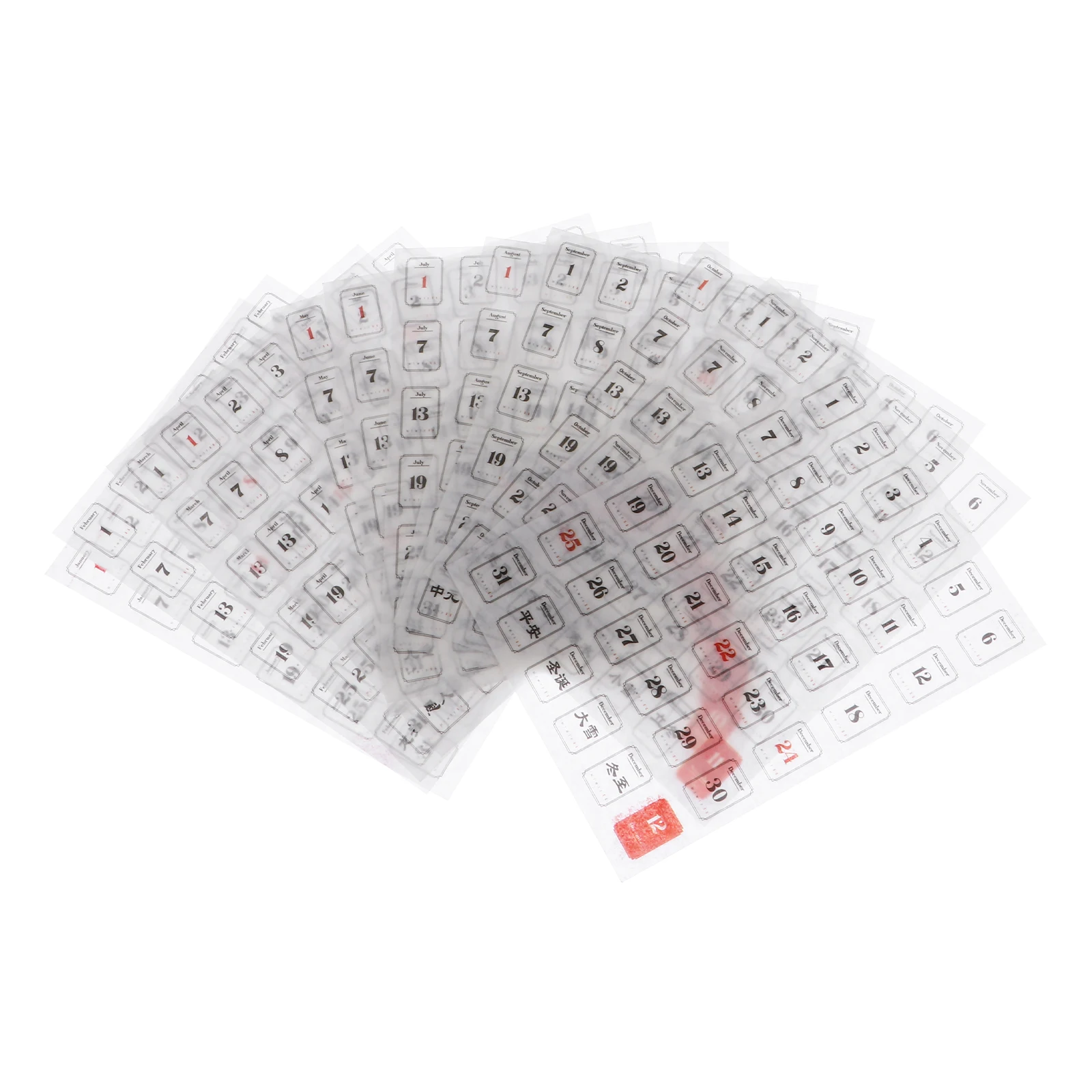 3pcs Decorative Stickers Pcs Mini Adhesive Calendar for Planner Notebook Storage Organization Decorative Stickers Daily Tabs