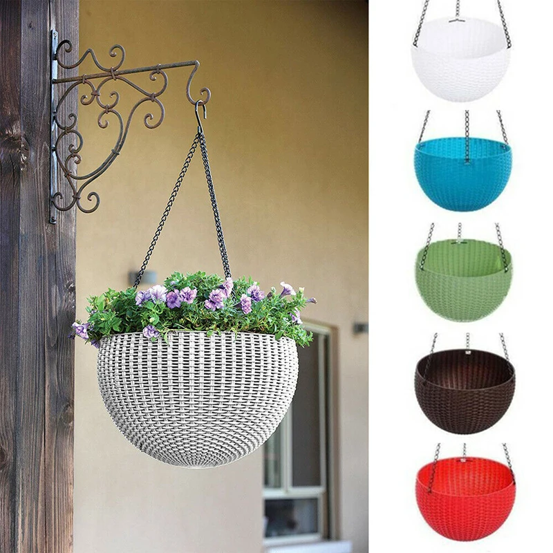 Resin Hanging Plant Pots Basket Plant Hang Flower Pot Hanger Outdoor Hanging Pot Holder Basket For Wall Decoration Garden