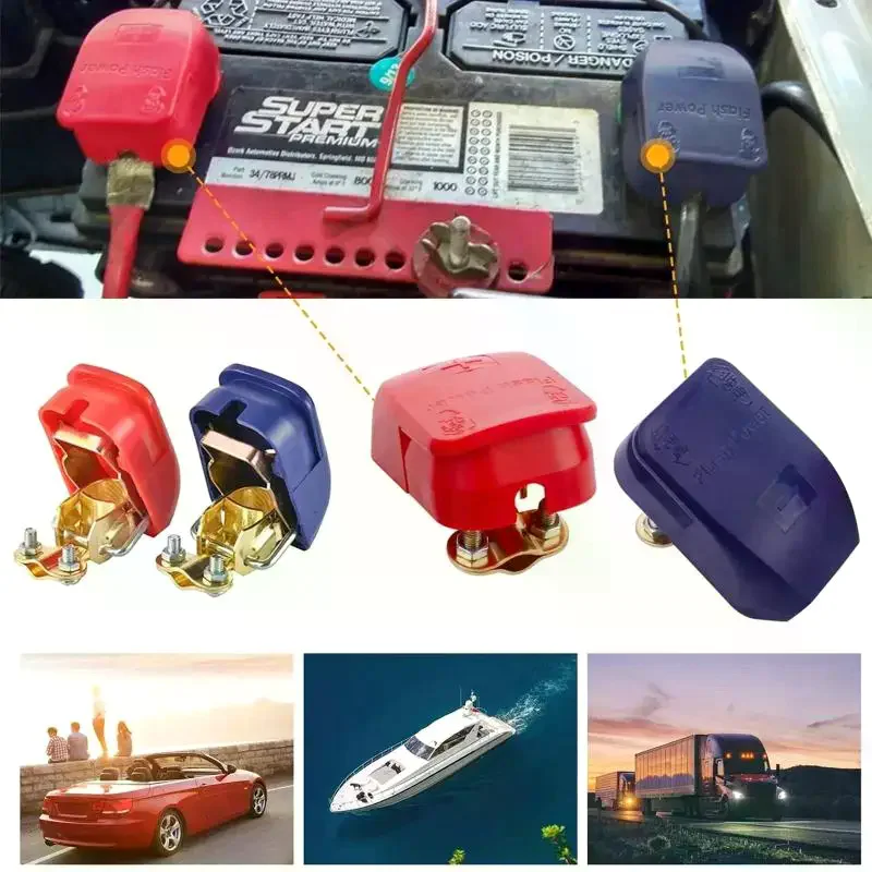 1 Pair Car Battery Terminal Connectors, Battery Quick Release Connectors Positive & Negative Quick Release Clamps Top Post Clips
