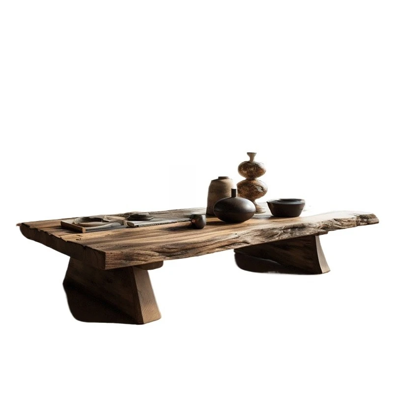 

Medieval style old wood retro style furniture, especially beautiful coffee table, bed and breakfast space log wabi sandy