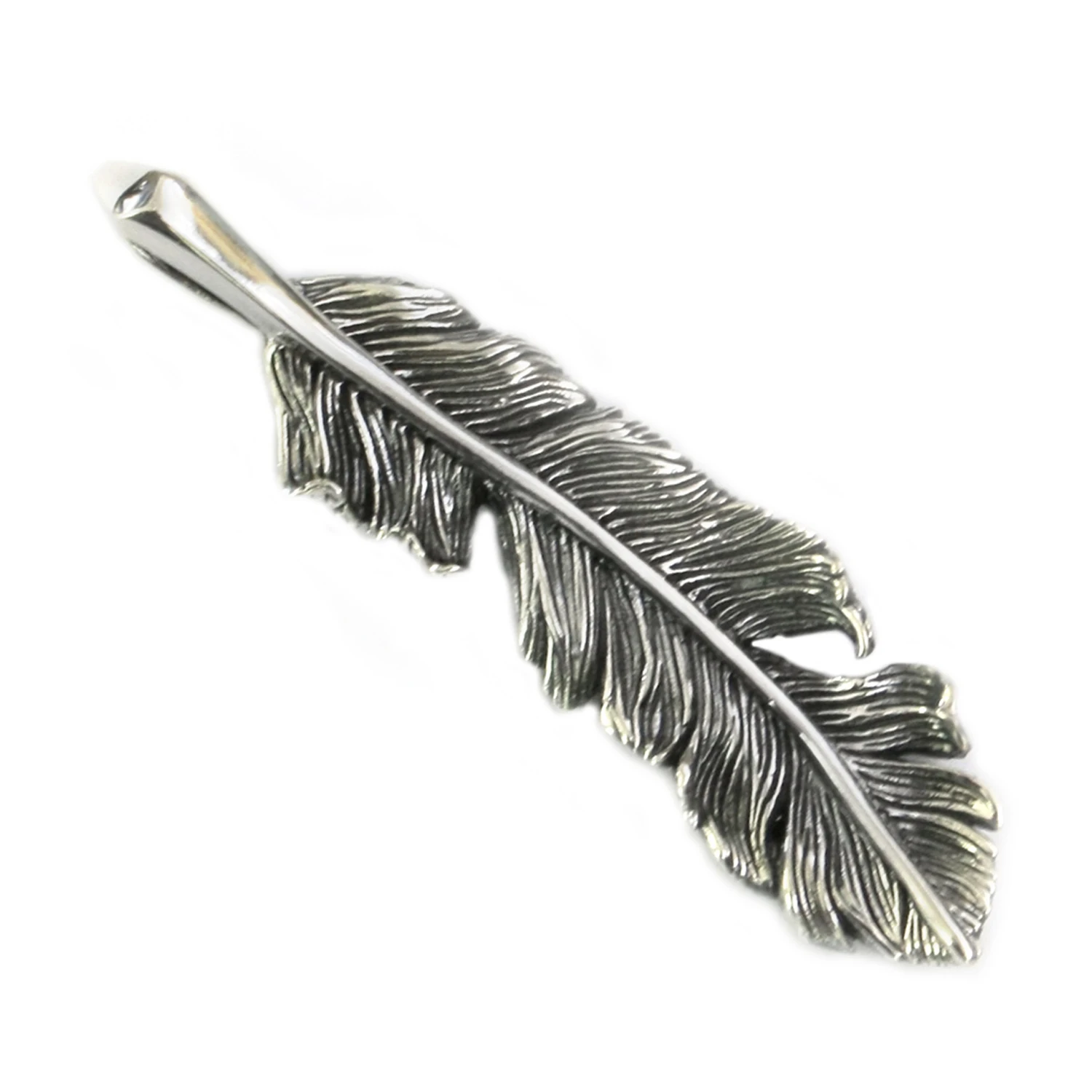 

925 Sterling Silver Detail Feather Pendant TA52