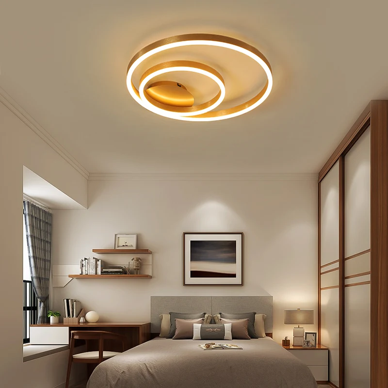 Nordic Round Circle Led Chandeliers Gold Coffee Ceiling Light For Bedroom Living Dining Room Kitchen Study Indoor Daily Fixtures