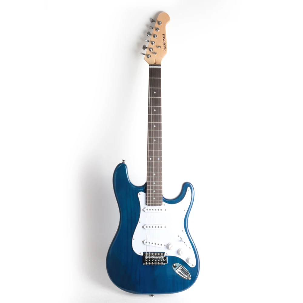 Transparent blue single tremolo sss pickups phoenix body maple neck dot inlay bolt on electric guitar with gigbag