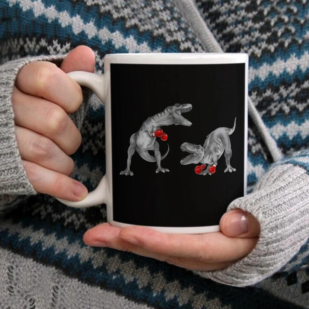 

TRex Boxing Black VariantCoffee Mug Tea Cup 11oz Coffee Cup Funny Birthday Ceramic Mug Personalized Cup