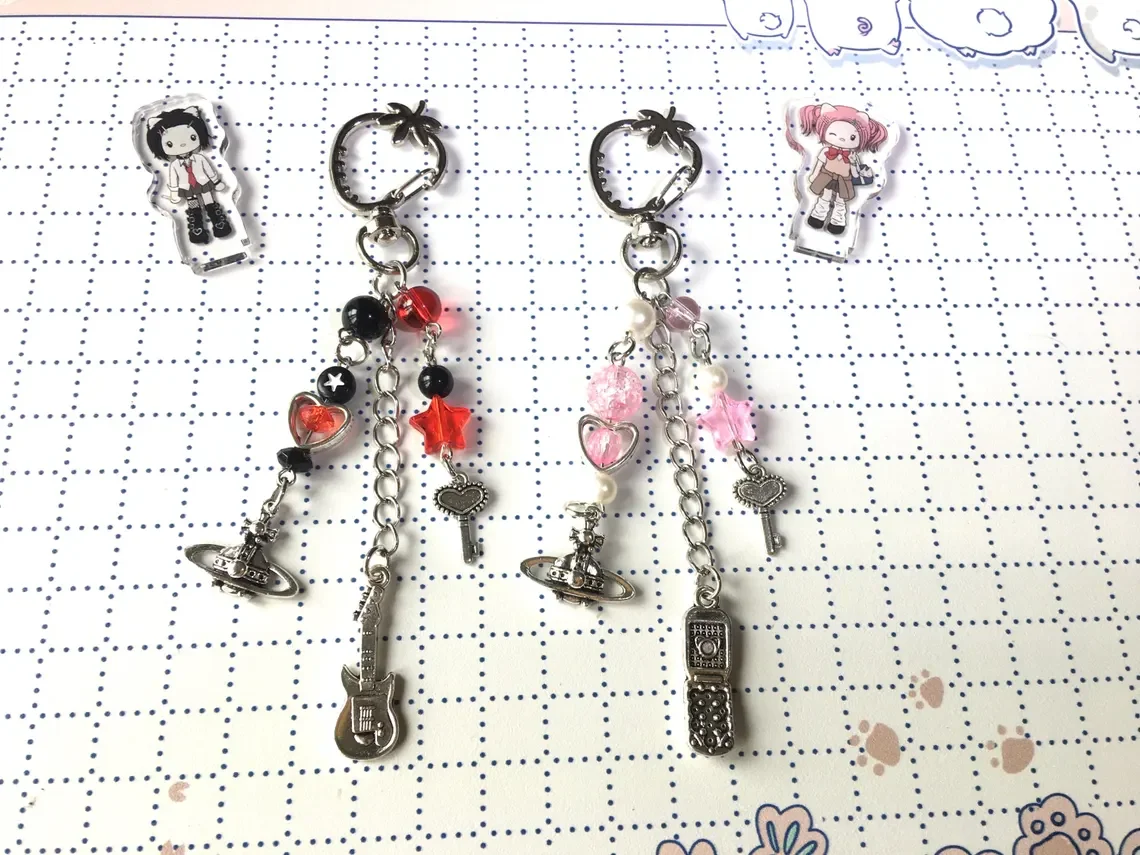 Nana Hachi Keychain, Y2K Beaded Keychain Bag Charm