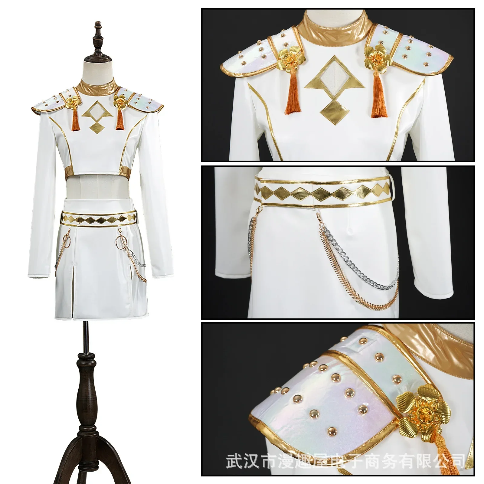 

2025 Halloween KPop chasseurs de démons enfants Rumi Zoey Mira Cosplay paillettes Costume blanc uniforme ensemble Huntrix tenue