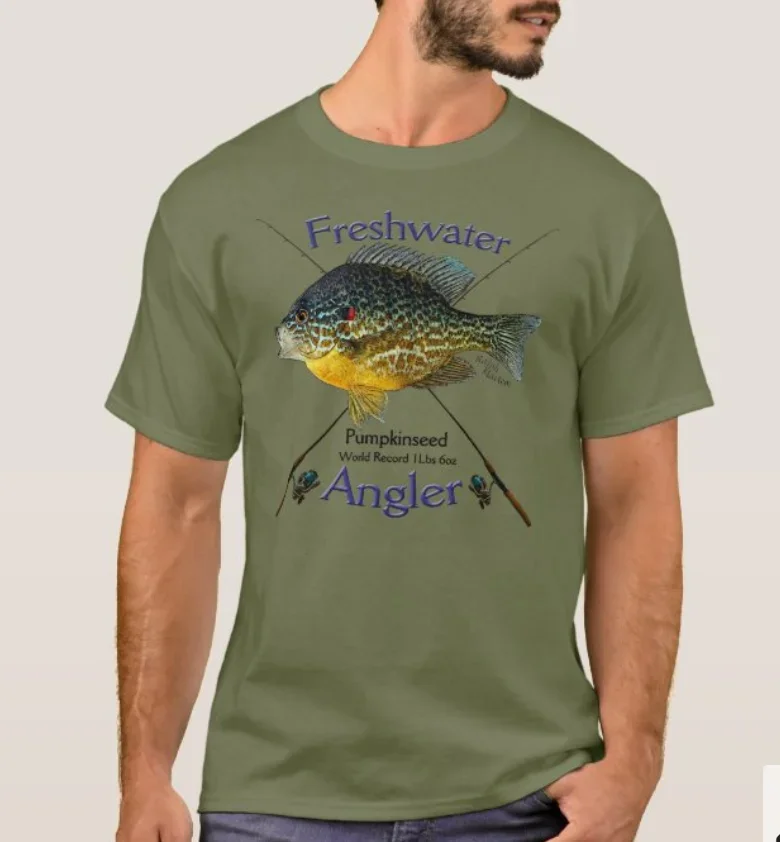 Pumpkinseed Sunfish Freshwater Fishing Fisherman Angler Gift T-Shirt. Summer Cotton Short Sleeve O-Neck Mens T Shirt New S-3XL