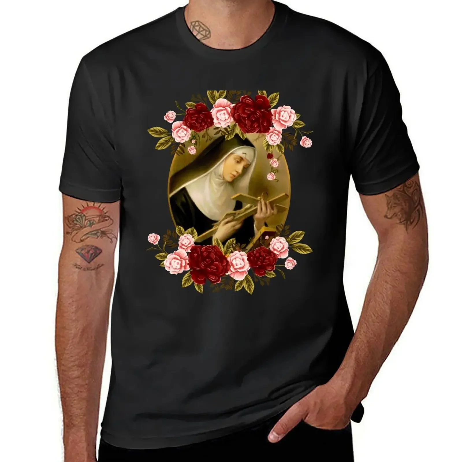 St. Rita of Cascia T-Shirt vintage anime shirt blacks outfits for men