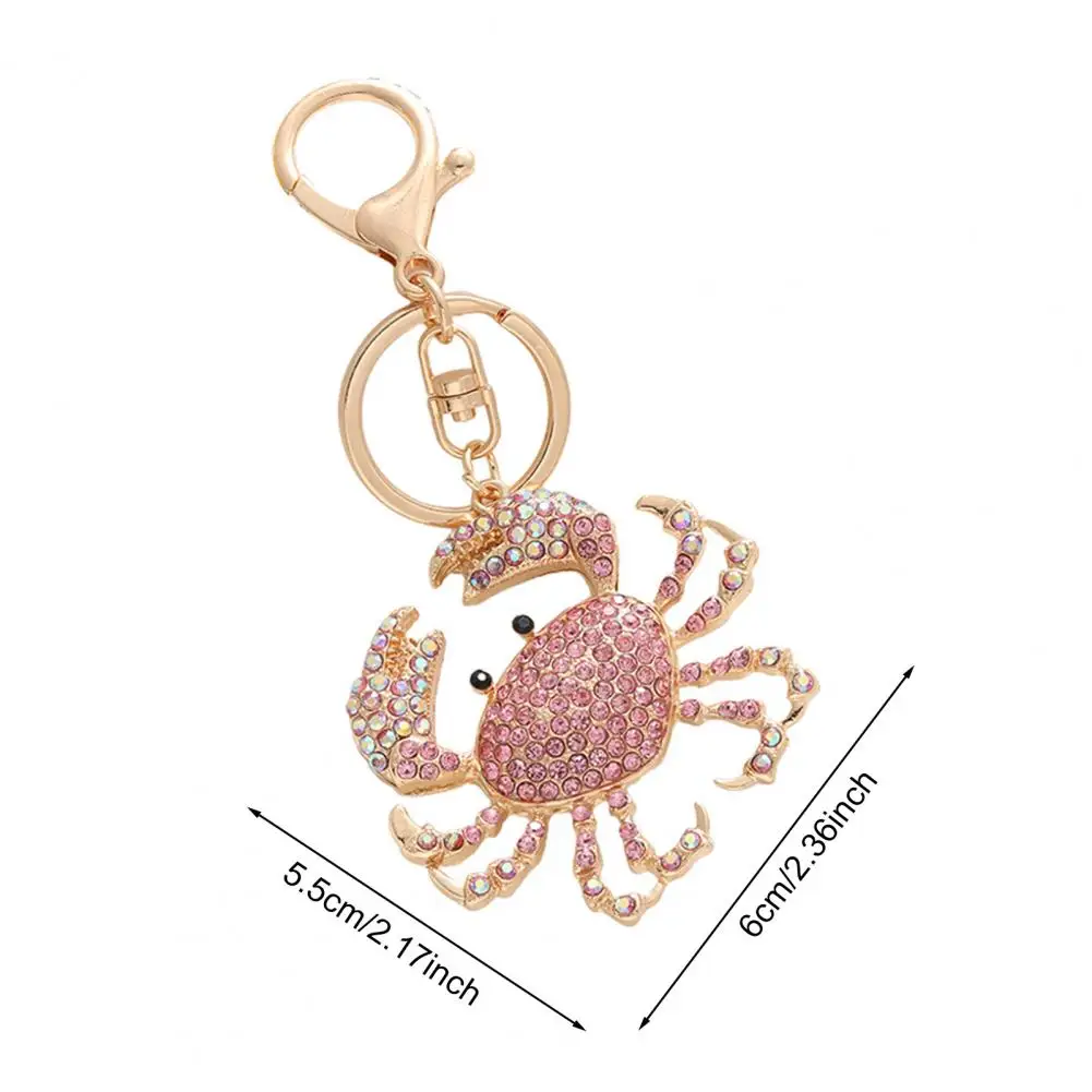 Women Keychain Sparkling Faux Beads Keychain Pendant Crab Charm Key Ring Accessory Diy Backpack Handbag Decorative Accent Diy