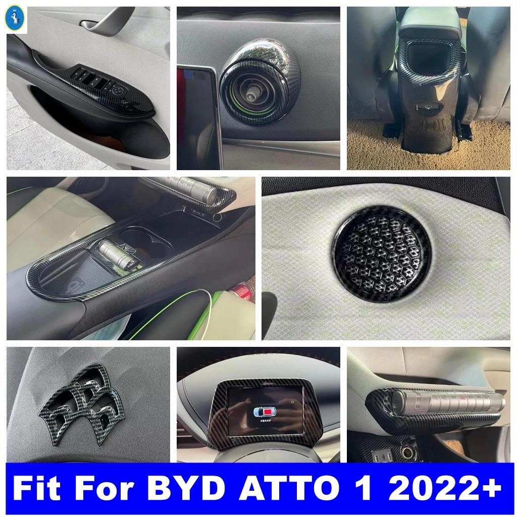 

Window Lift / Gear Shift Box / Upper Air Outlet Panel Cover Trim For BYD ATTO 1 2022 2023 2024 ABS Carbon Fiber Auto Accessories