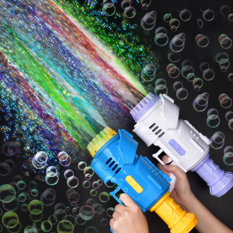 Hot 25-Holes Bubble Gun Gatling Light Rocket Bubble Machine Kids Electric Bubble Machine For Outdoor Summer Toys Children Gift