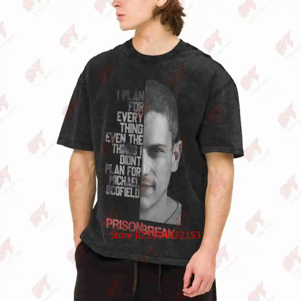 Michael Scofield Prison Break Vintage Washed Tee Pure Cotton T-Shirt